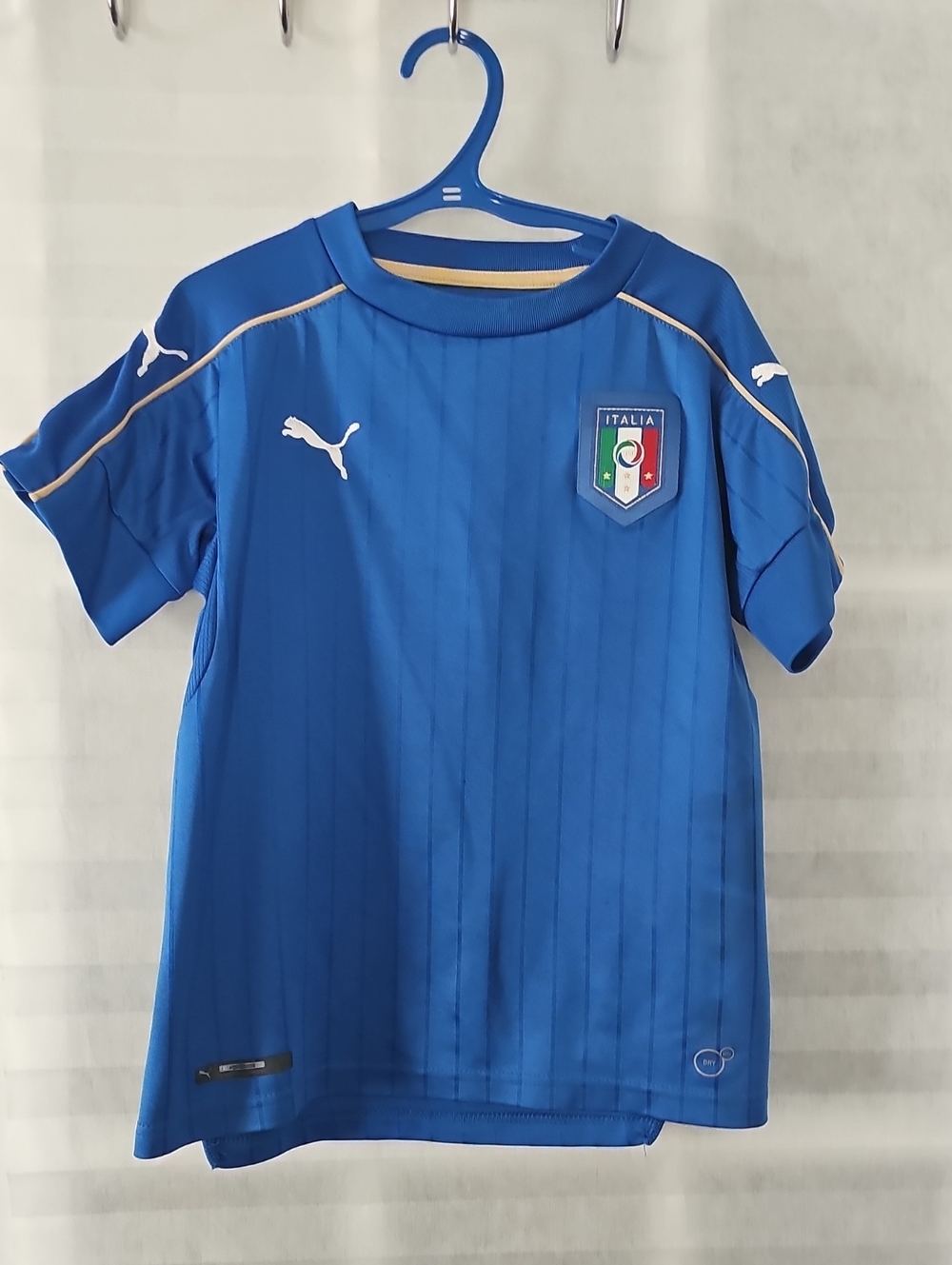 Puma Kids Blue Italy Soccer Jersey with White Logos